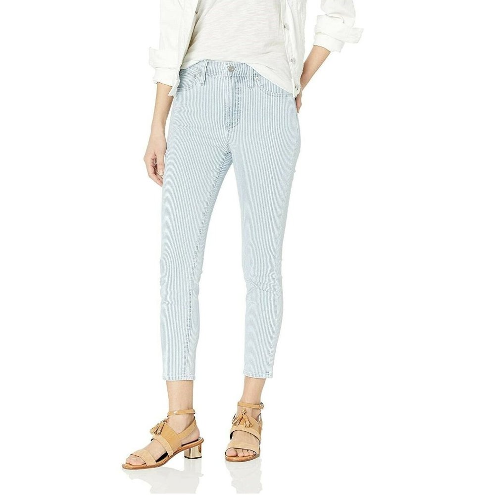 J. Crew Mercantile High Rise Stripe Skinny Jeans